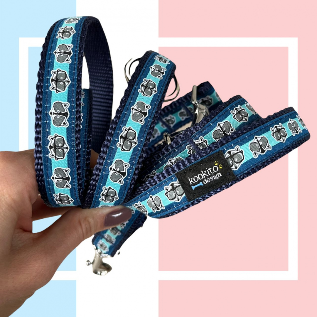 Smycz dla psa Blind Raccoon Navy Smycz dla psa Blind Raccoon Navy